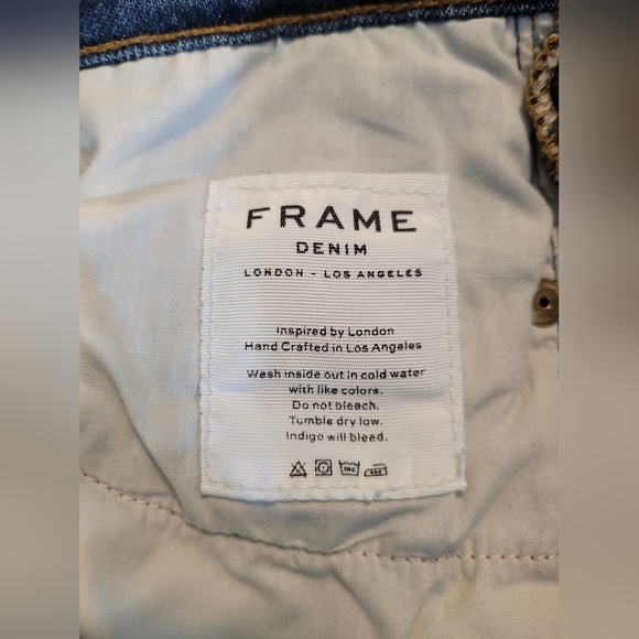 Frame Denim Le High Distressed Skinny-Leg Cropped Raw-Edge Jeans, size 24 - Picture 10 of 11